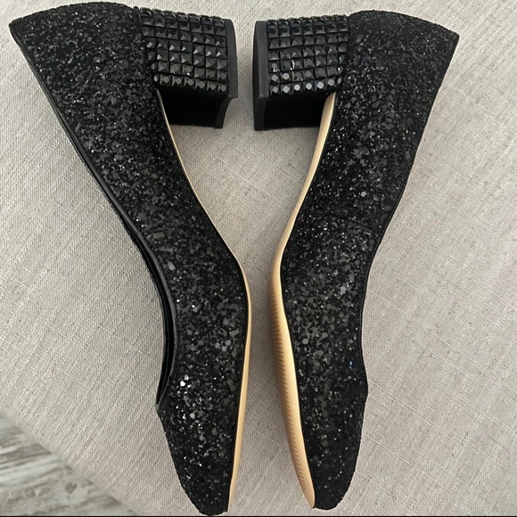 SOLD-MICHAEL Michael Kors Arabella Kitten Pump Black Chunky Glitter Crystal 8.5 - Picture 3 of 10